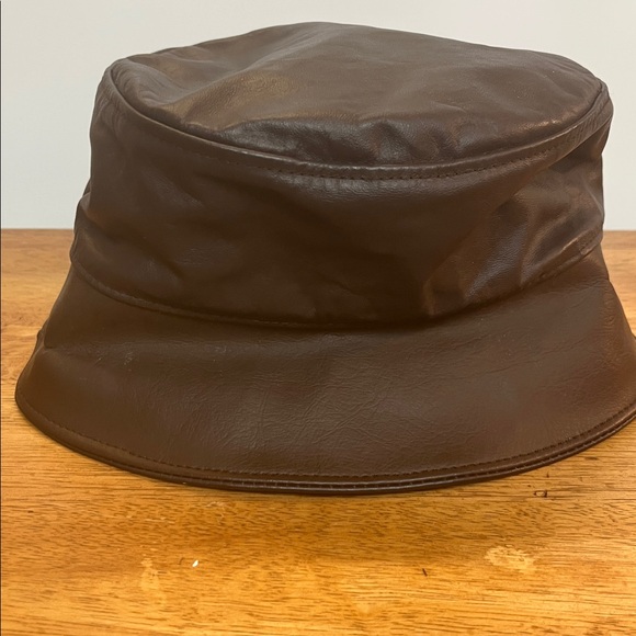Brown Leather Bucket Hat One Size Made in USA Unisex - Picture 5 of 5